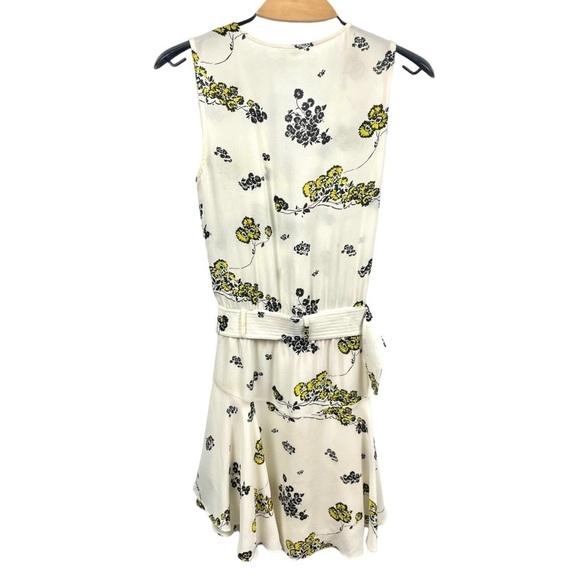 A.L.C. Hadley Cream Floral Silk Sleeveless V Neck Belted Dress Size 4 - Picture 5 of 9